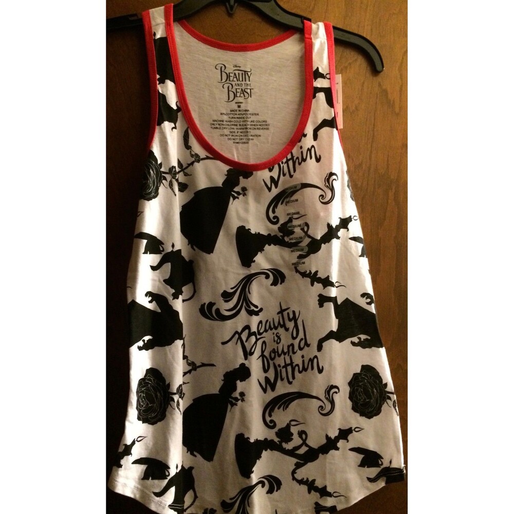 Juniors White Beauty and The Beast Tank Top Size M NWT B1
